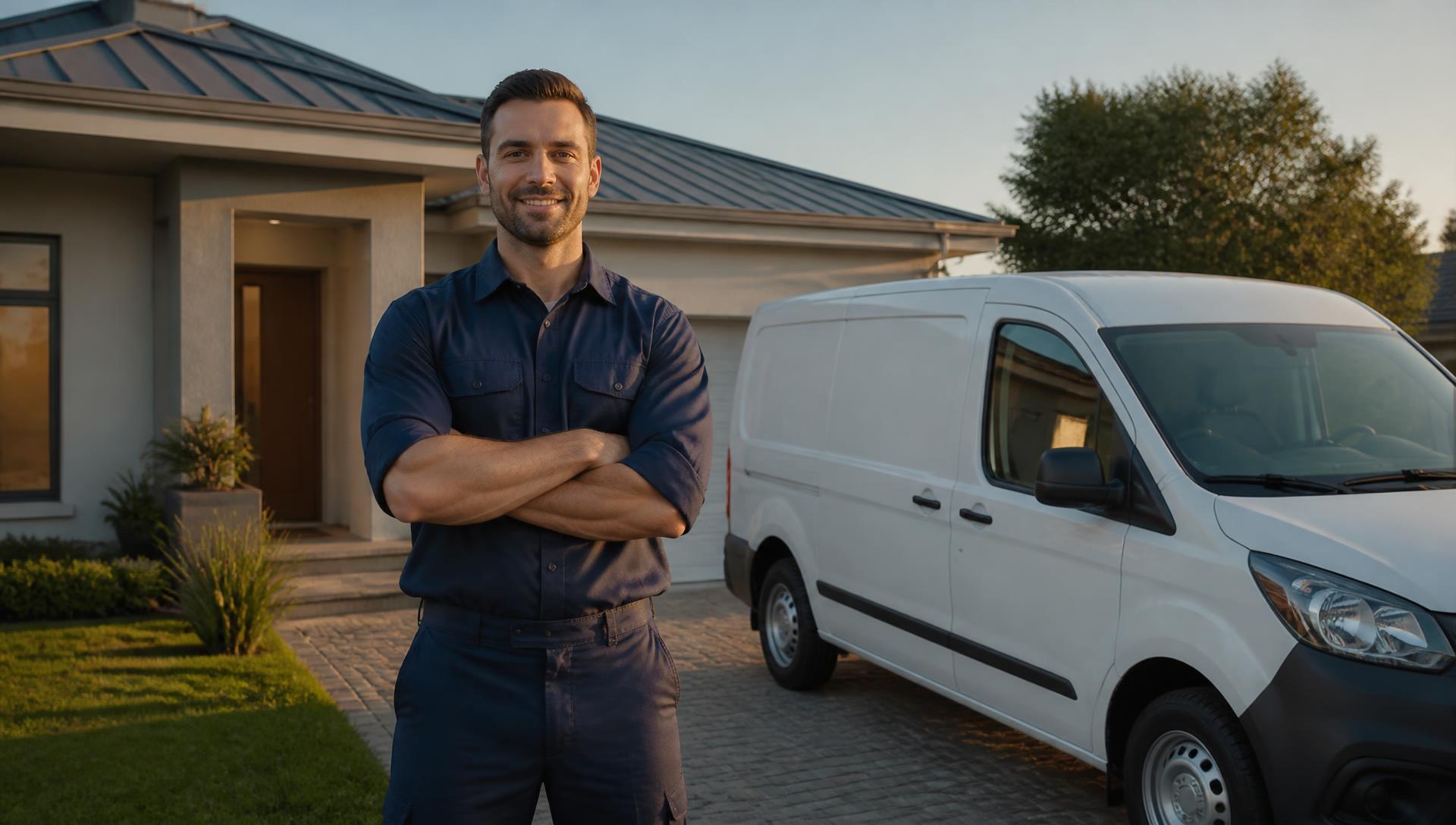 East Rand home at golden hour with a service van in the driveway